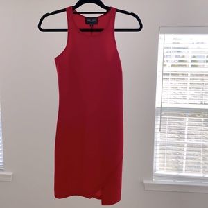 Sleek red dress! Very feminine and the perfect length!